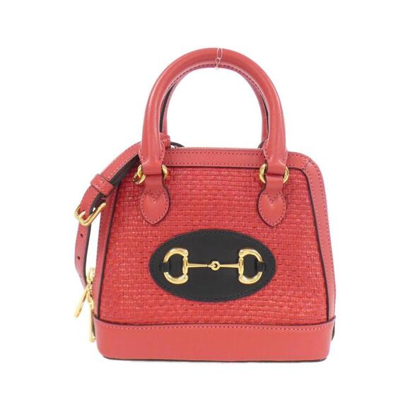 GUCCI Red Straw Horsebit Bag - Picture 1 of 8